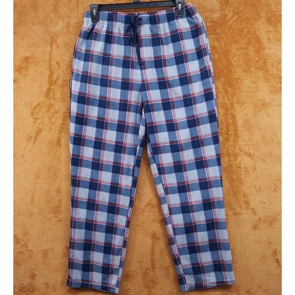 AVALANCHE Sleep Pants Mens XL Blue Plaid Check Fleece Blanket Lounge Comfort